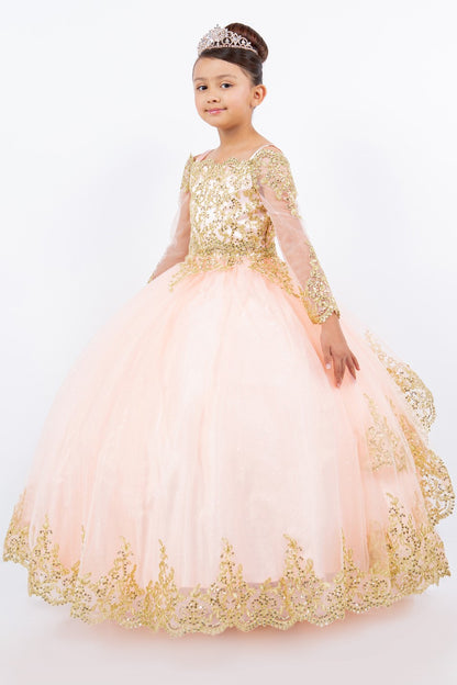 off shoulder glitter tulle decorated with gold coil lace 8059 by cinderelle counture