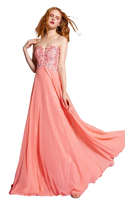 Strapless Chiffon Long Dress with Sweetheart Neckline GL2049 by Elizabeth K (GLS COLLECTIVE)