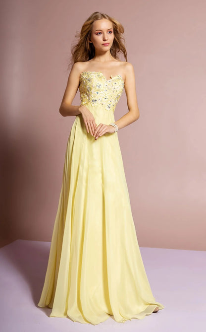 Strapless Chiffon Long Dress with Sweetheart Neckline GL2049 by Elizabeth K (GLS COLLECTIVE)