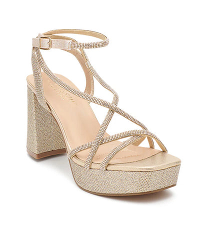 3.5-inches, Open-Toed, Block Heels, Sparkles, adjustable straps. SOTTY-52 by DEBLOSSOM