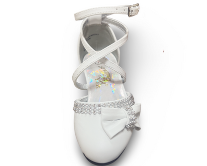 Leather, 3-D Bow, Rhinestones, Adjustable Crossed Straps. 317 by ALEGRIA IMPORTS.