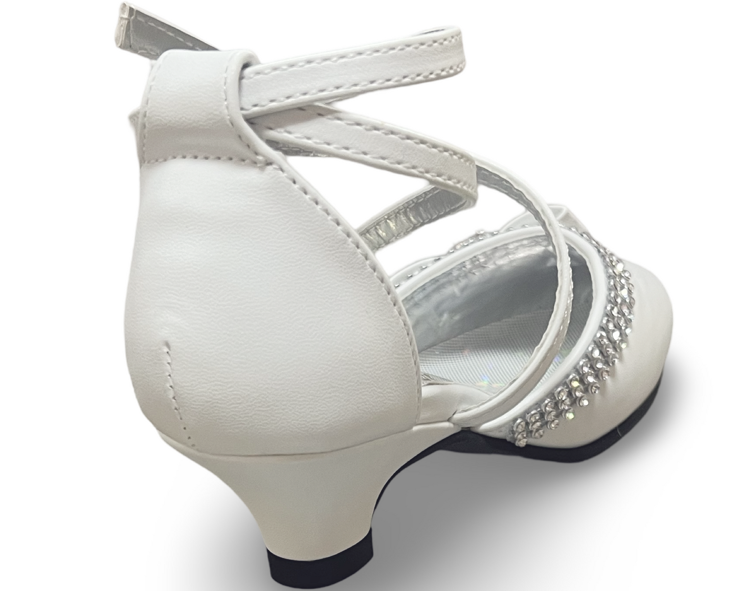 Leather, 3-D Bow, Rhinestones, Adjustable Crossed Straps. 317 by ALEGRIA IMPORTS.