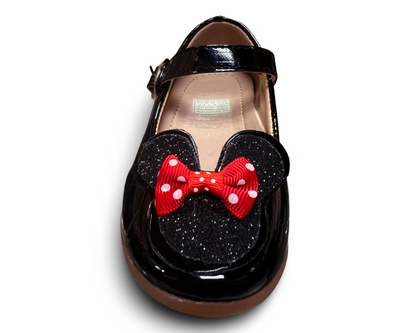 Patent leather, leather insole, rubber sole, 3-D Minnie/Mickey Mouse- Inspired, and Poka Dot bow. GS-09 by LITTLE KERRY