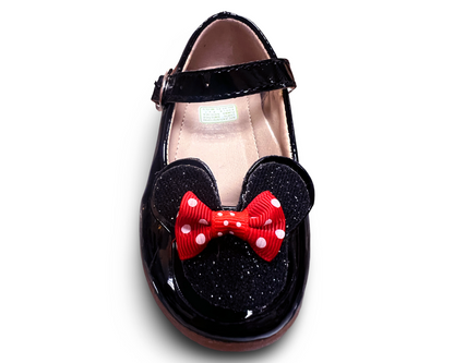 Patent leather, leather insole, rubber sole, 3-D Minnie/Mickey Mouse- Inspired, and Poka Dot bow. GS-09 by LITTLE KERRY