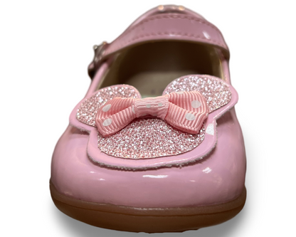 Patent leather, leather insole, rubber sole, 3-D Minnie/Mickey Mouse- Inspired, and Poka Dot bow. GS-09 by LITTLE KERRY