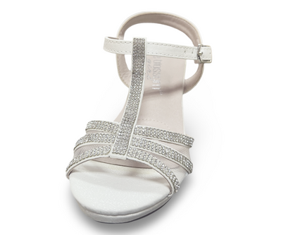 2inch wedge, ankle strap, open-toed, synthetic shimmer, and silver gems. K-CHRISTY-44 by DEBLOSSOM.