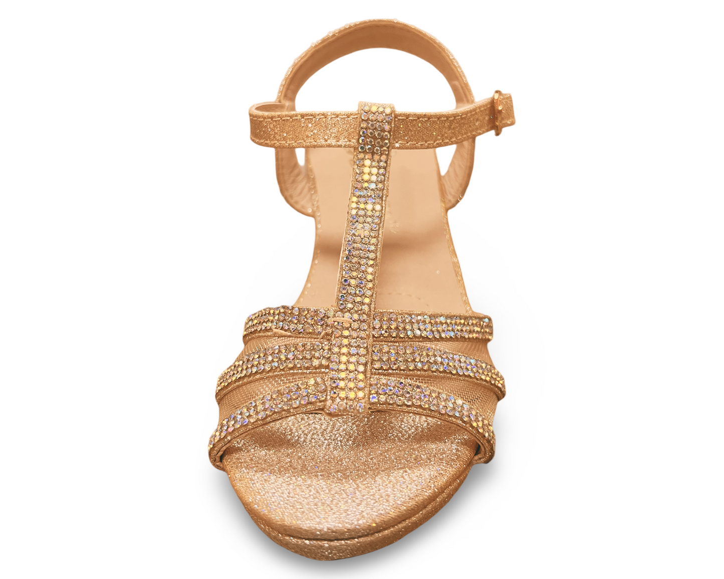 2inch wedge, ankle strap, open-toed, synthetic shimmer, and silver gems. K-CHRISTY-44 by DEBLOSSOM.