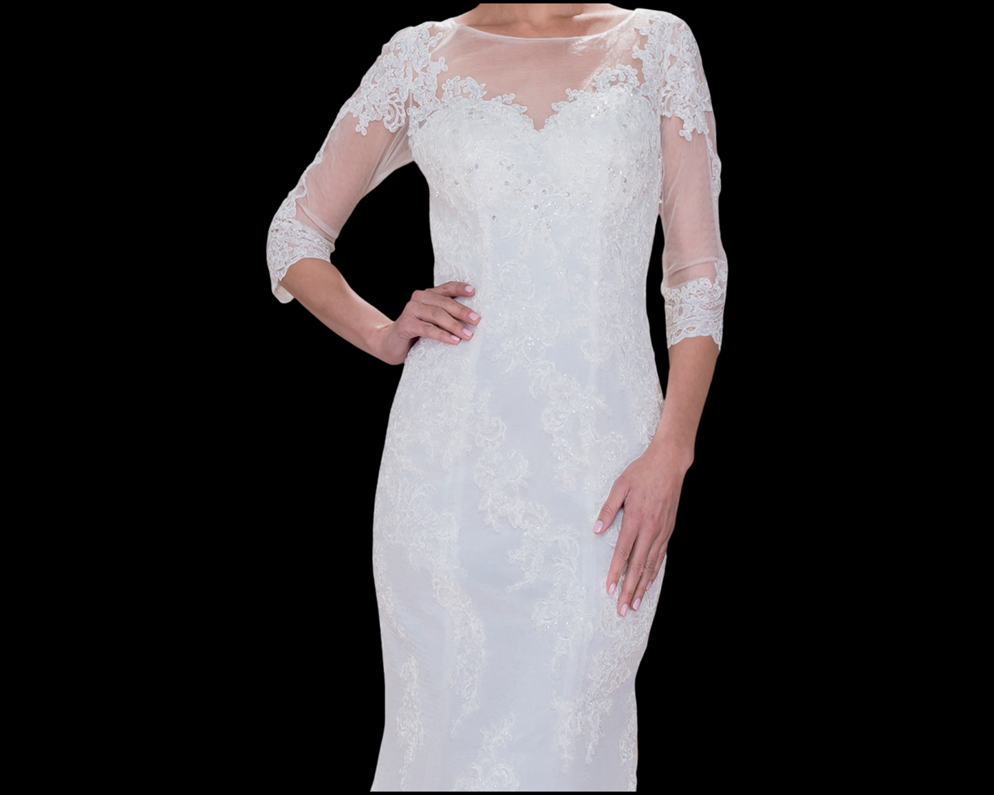 This dress is perfect for your unforgettable moment. With lace fabric, flower applications, and sequin with mermaid style perfect for a beautiful bride. 17029 LEONIA LEE