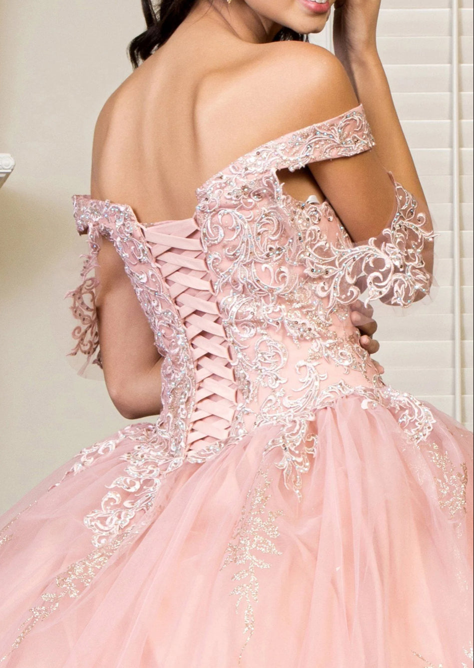 Off shoulder Glitter Mesh Quinceañera  GL1941 by Elizabeth K