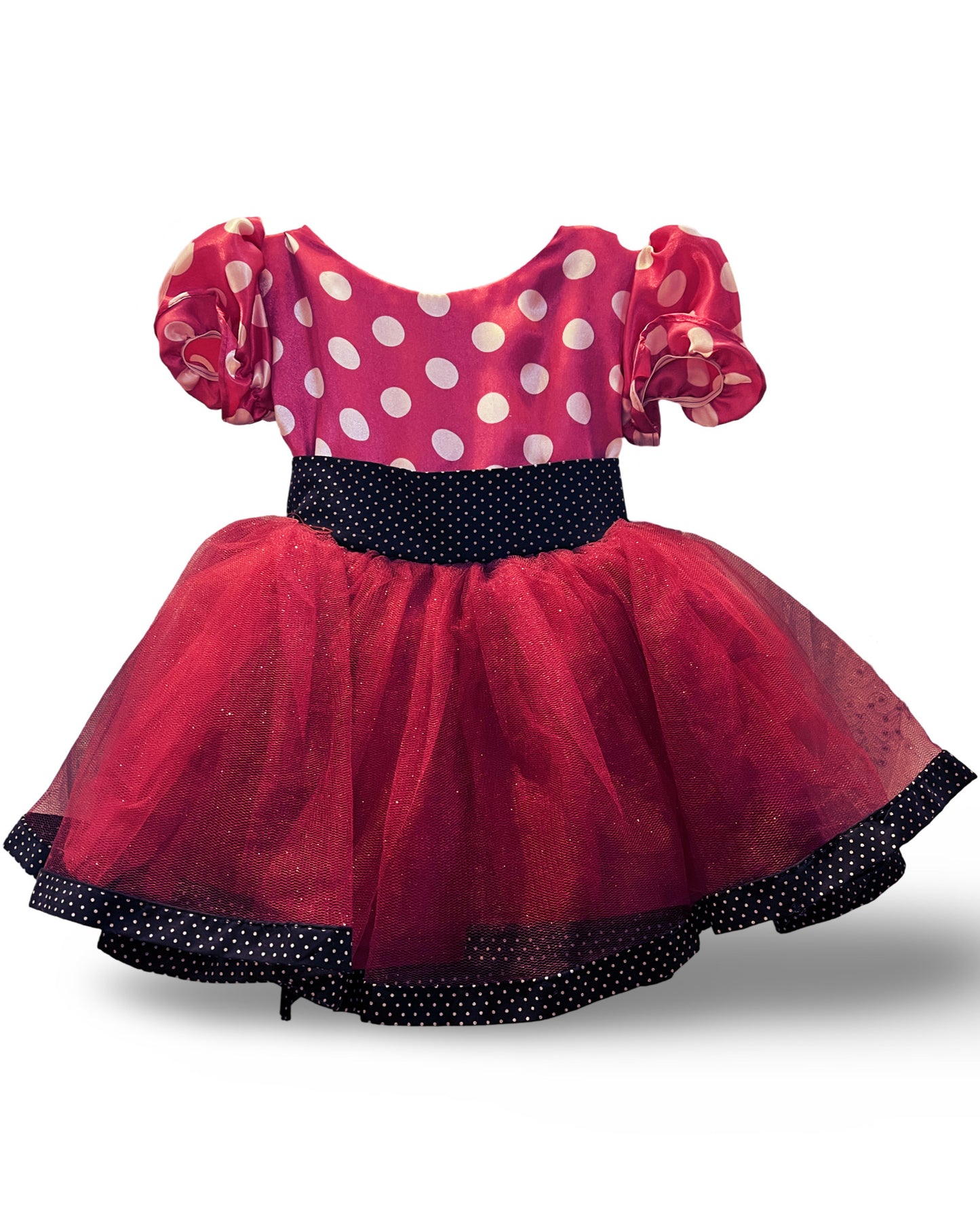 Inspired polka dot dress up for girls is made of glitter tulle and is perfect for a party theme or a magical vacation. AM001 BY Creaciones Lily