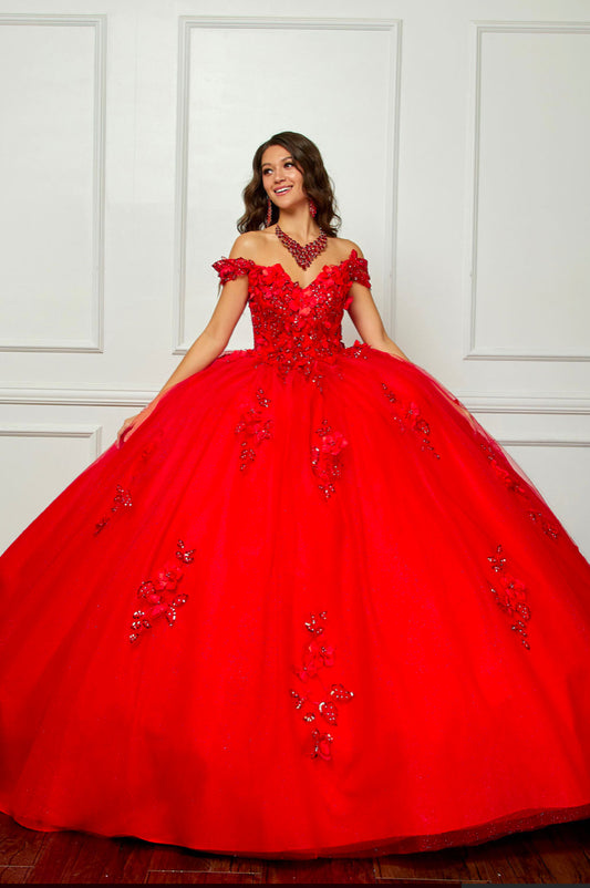 Train, Off Shoulder Quince Dress, 3D design. PQ1028 by Bella Couture