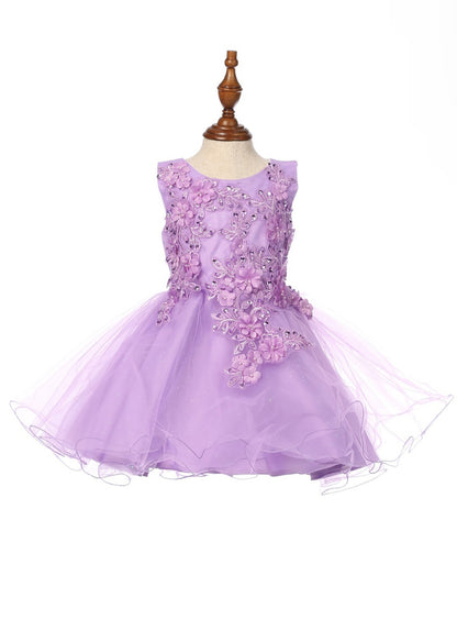 Super cute flower lace adorned with 3D flowers baby tulle dress. 9125B “LALA ERINA" BY CINDERELLA COUTURE