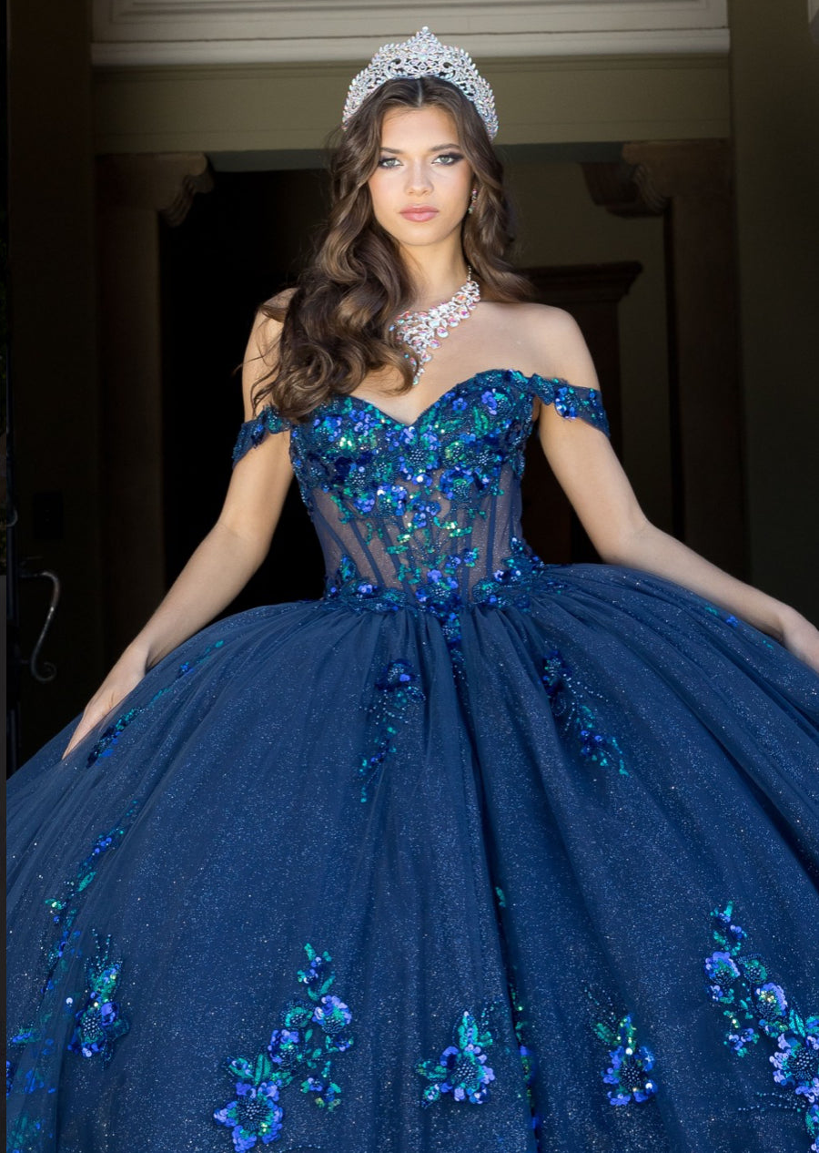 Floral Sequin Elegance Dress. PQ1073 by Bella Couture