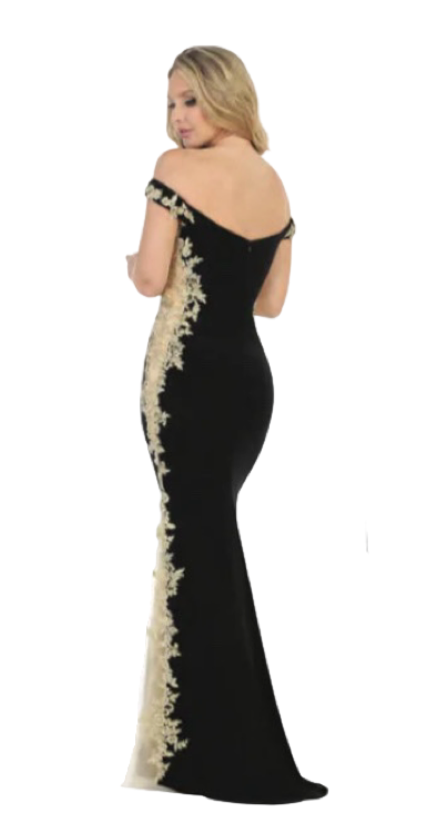 Beautiful Lycra dress mermaid style perfect for your event with a touch of gems and mesh at the sides. 7521 by Let’s.