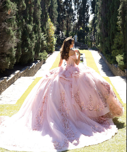 Long Train Embroidered Quince Dress. PQ1074 BY Bella couture