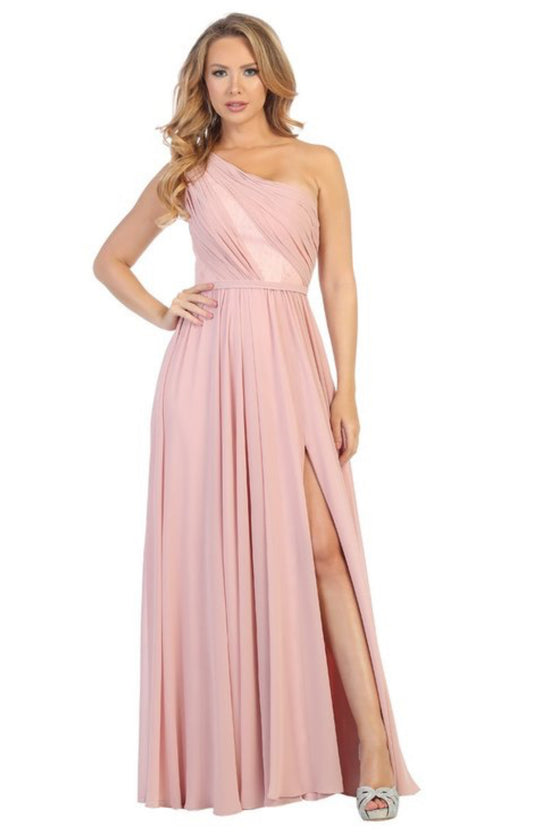 Beautiful chiffon dress perfect for your event with a touch of floral lace. 7601L by Let’s.