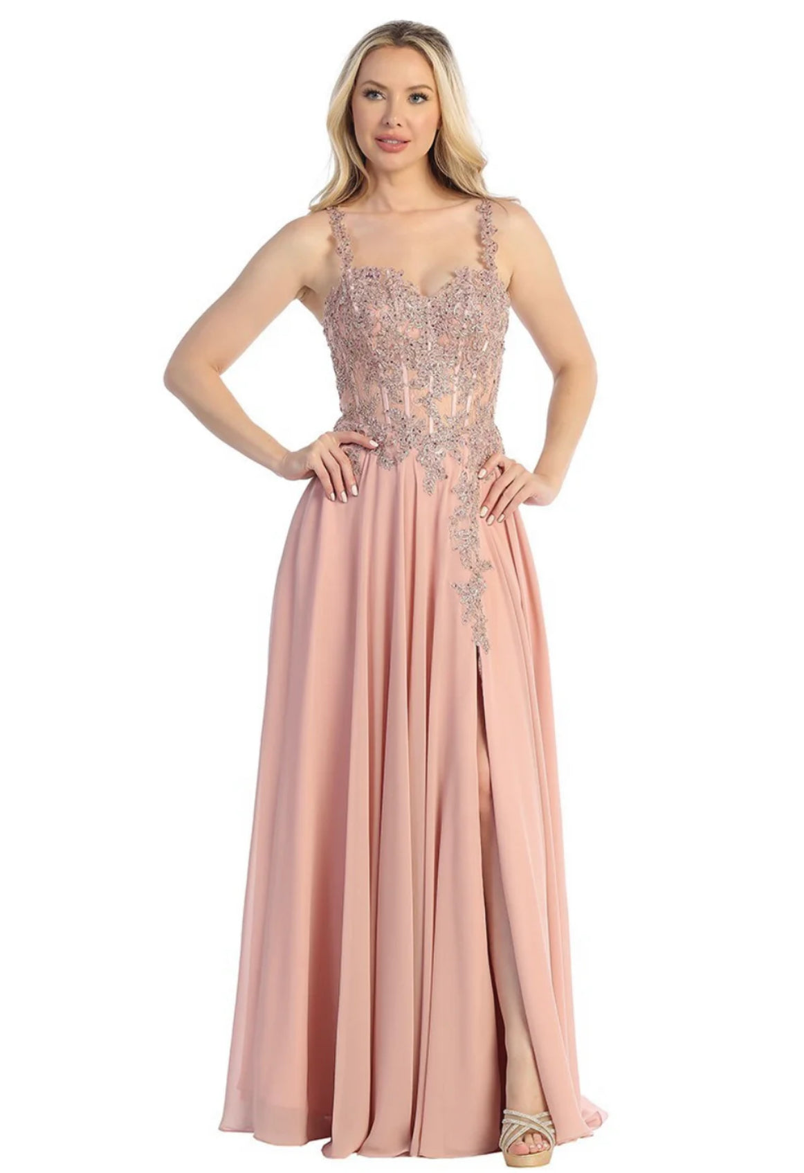 Beautiful chiffon dress perfect for your event with a touch of gems. 7766 by Let’s corp.