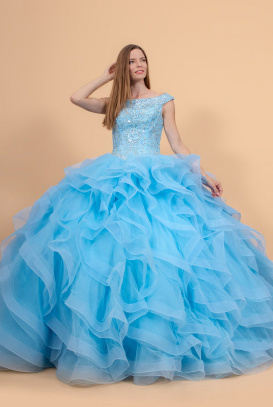 Jewel Embellished Bodice Tulle Quinceanera Dress. Gl1600 GLS by Elizabeth K