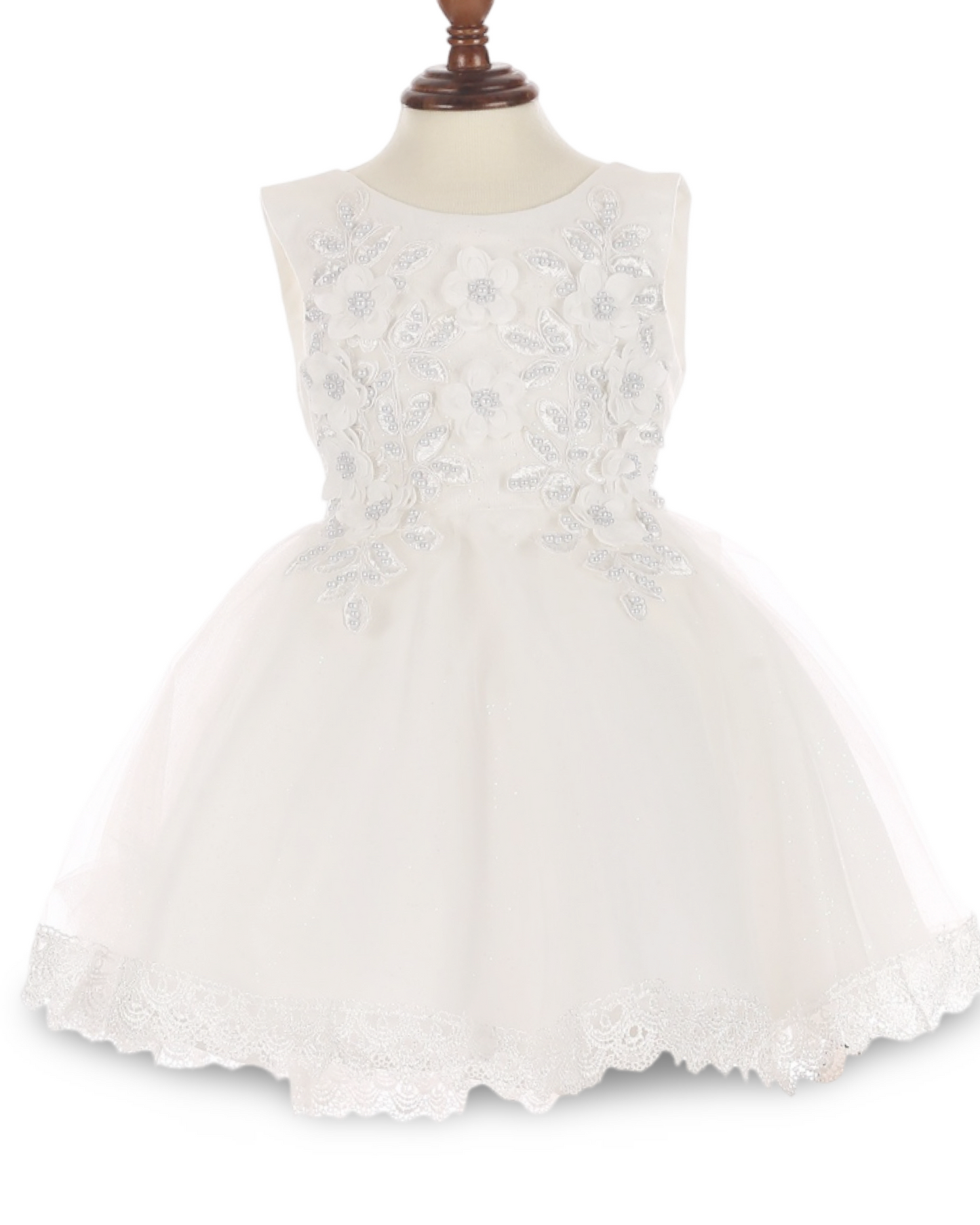 Beautiful adorned with 3D flower lace with tulle skirt baby dress. "LALA  ERINA" 9126B BY CINDIRELLA COUNTURE