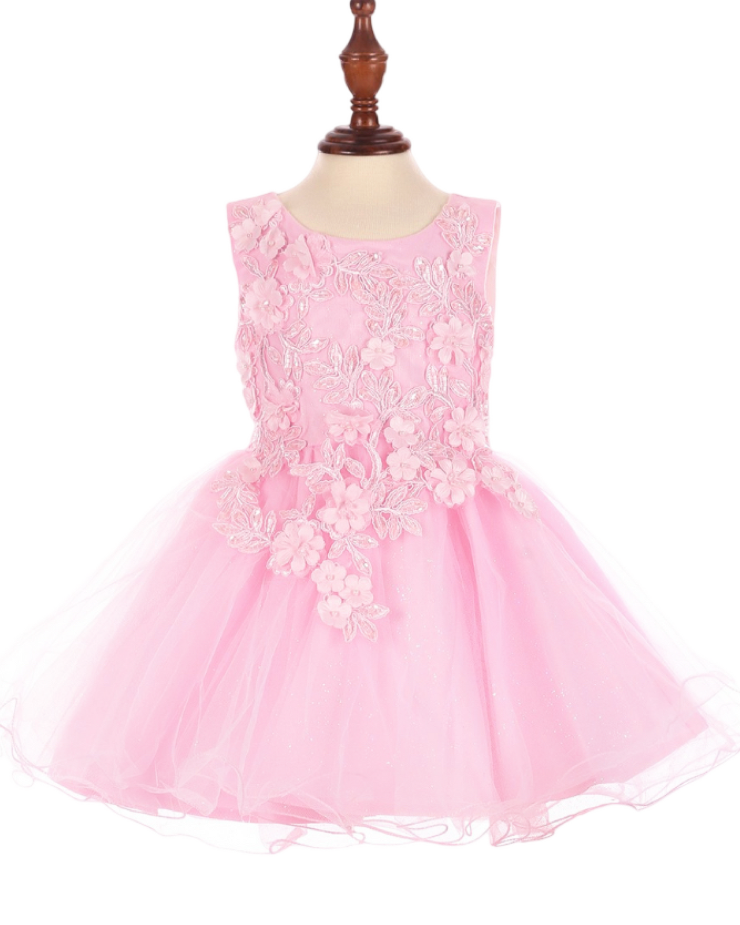 Super cute flower lace adorned with 3D flowers baby tulle dress. 9125B “LALA ERINA" BY CINDERELLA COUTURE