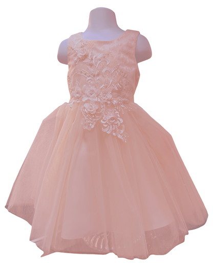 Super cute flower lace adorned with 3D flowers baby tulle dress. 6221 BY JOY KIDS