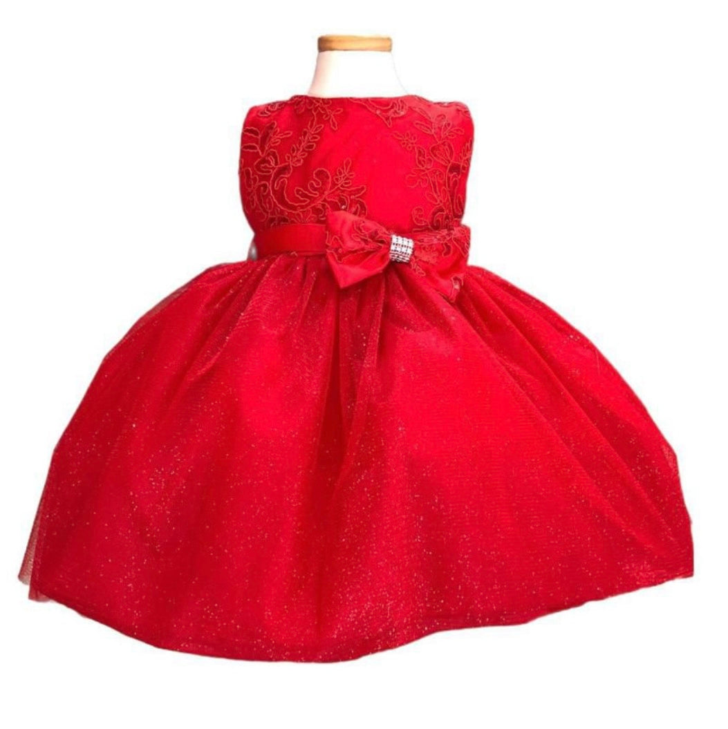 Super cute glitter Tulle dress adorned with 3D bow detachable. Sofia BY Barbie