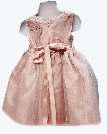 Super cute glitter Tulle dress adorned with 3D bow detachable. Sofia BY Barbie