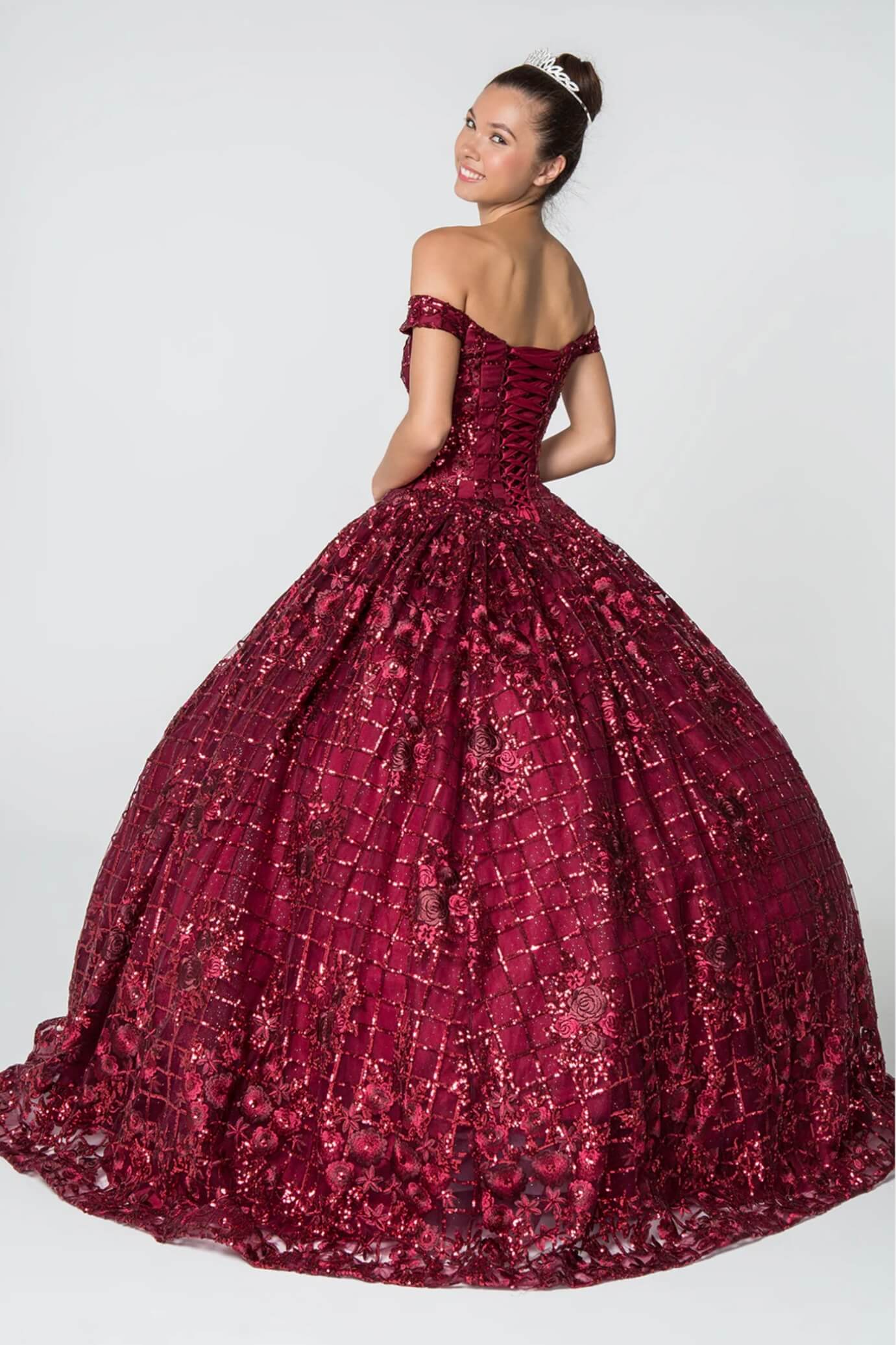 Off the Shoulder Sequence Quinceanera Gown by Elizabeth K GL2803 (GLS COLLECTIVE)