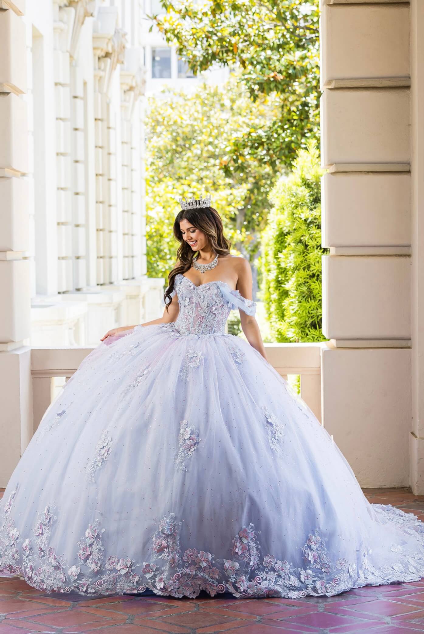 Two Tone See-Through Corset Dress Two-Tone Embroidery and a Luxurious Tulle Skirt.  PQ1022 BY Bella Couture