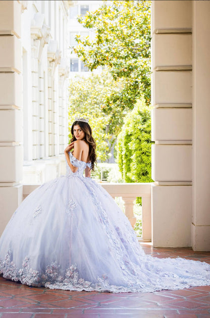 Two Tone See-Through Corset Dress Two-Tone Embroidery and a Luxurious Tulle Skirt.  PQ1022 BY Bella Couture