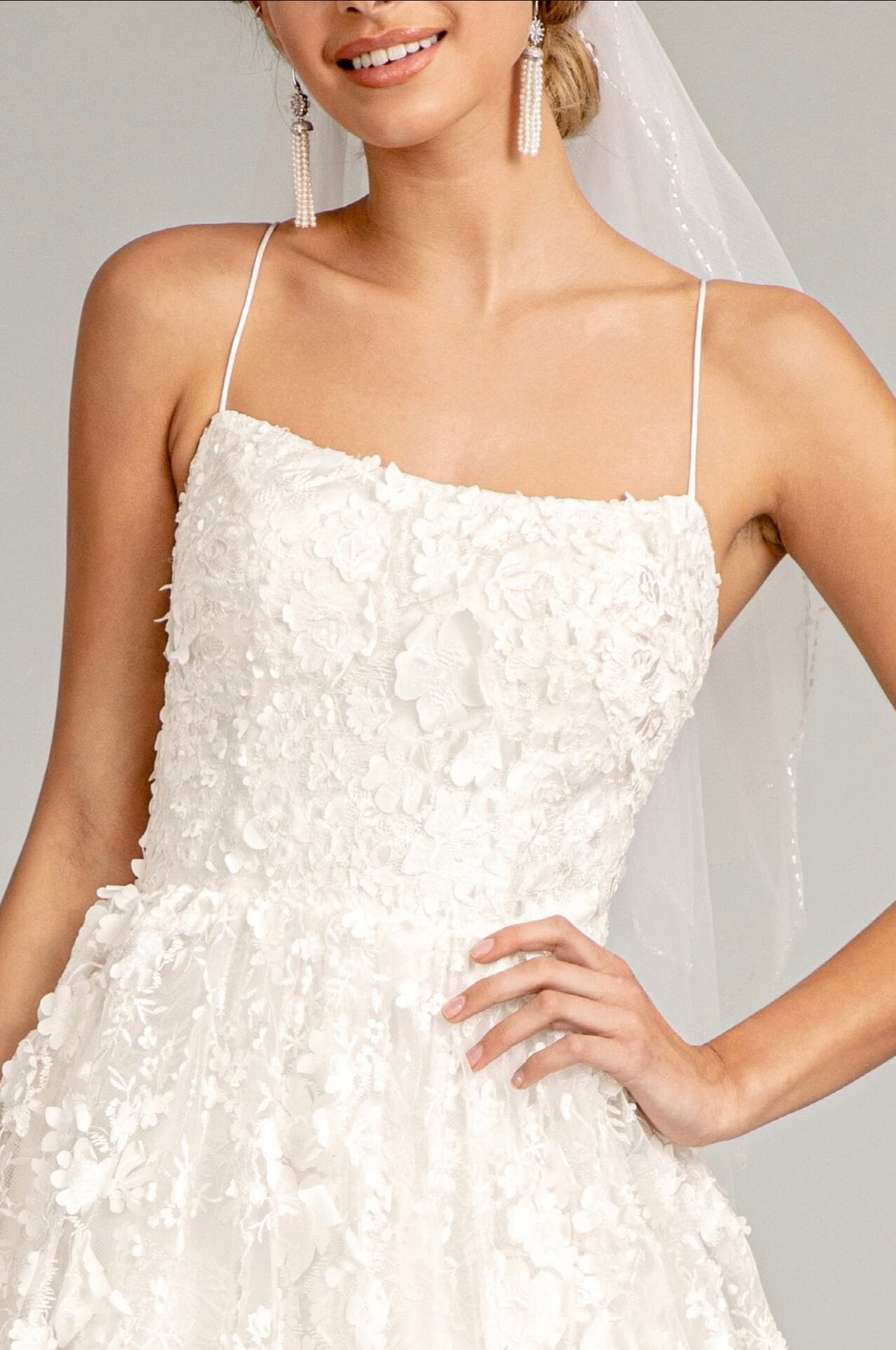 Floral Embroidered Lace-Up Mesh Wedding Gown w/ Sweetheart Neckline by Elizabeth K GL1985 (GLS COLLECTIVE)