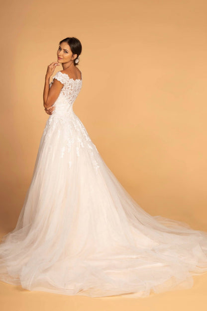 Boat-Neck Embroidered Mesh A-Line Wedding Gown by Gloria GL2596 (GLS COLLECTIVE)