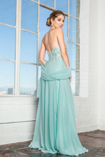 Strapless Chiffon Long Dress with Sweetheart Neckline GL2049 by Elizabeth K (GLS COLLECTIVE)