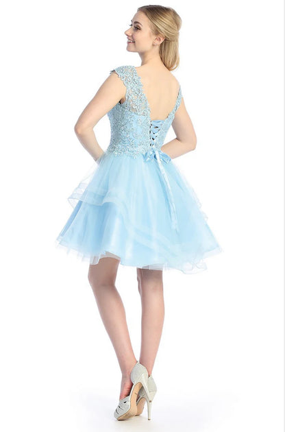 Short Beautiful Tulle, V-Neckline for Damas, and Homecoming. 6259-L by LETS.