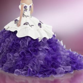 Beautiful Quinceañera Charro dress big bow detachable 3D flowers BZ03 by Zandy's Boutique