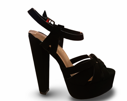 Open toe high block 5” heels are perfect blend of style and confort. DUNCAN-24 BY DEBLOSSOM