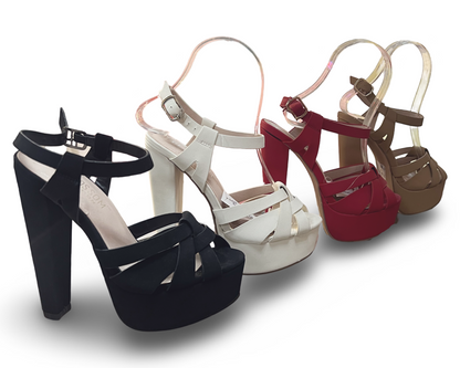 Open toe high block 5” heels are perfect blend of style and confort. DUNCAN-24 BY DEBLOSSOM