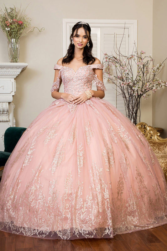 Off shoulder Glitter Mesh Quinceañera  GL1941 by Elizabeth K