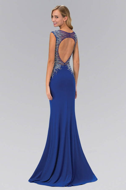 Sleeveless Floor Length Dress with Open Back and Beaded Accent by Elizabeth K GL1306 (GLS COLLECTIVE)