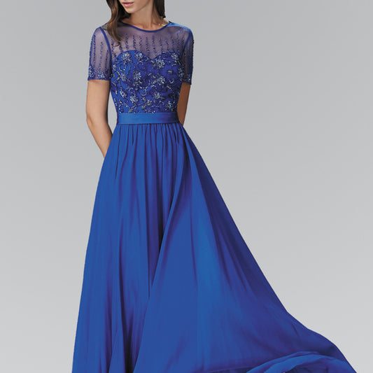 Beautiful dress with beading. Flowy with 3/4 sleeve. Gl2042 GLS by Elizabeth K