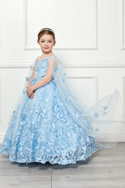 BUTTERFLY MINI QUINCE DRESS WITH CAPE PK1001 BY BELLA PRINCESS COUNTURE