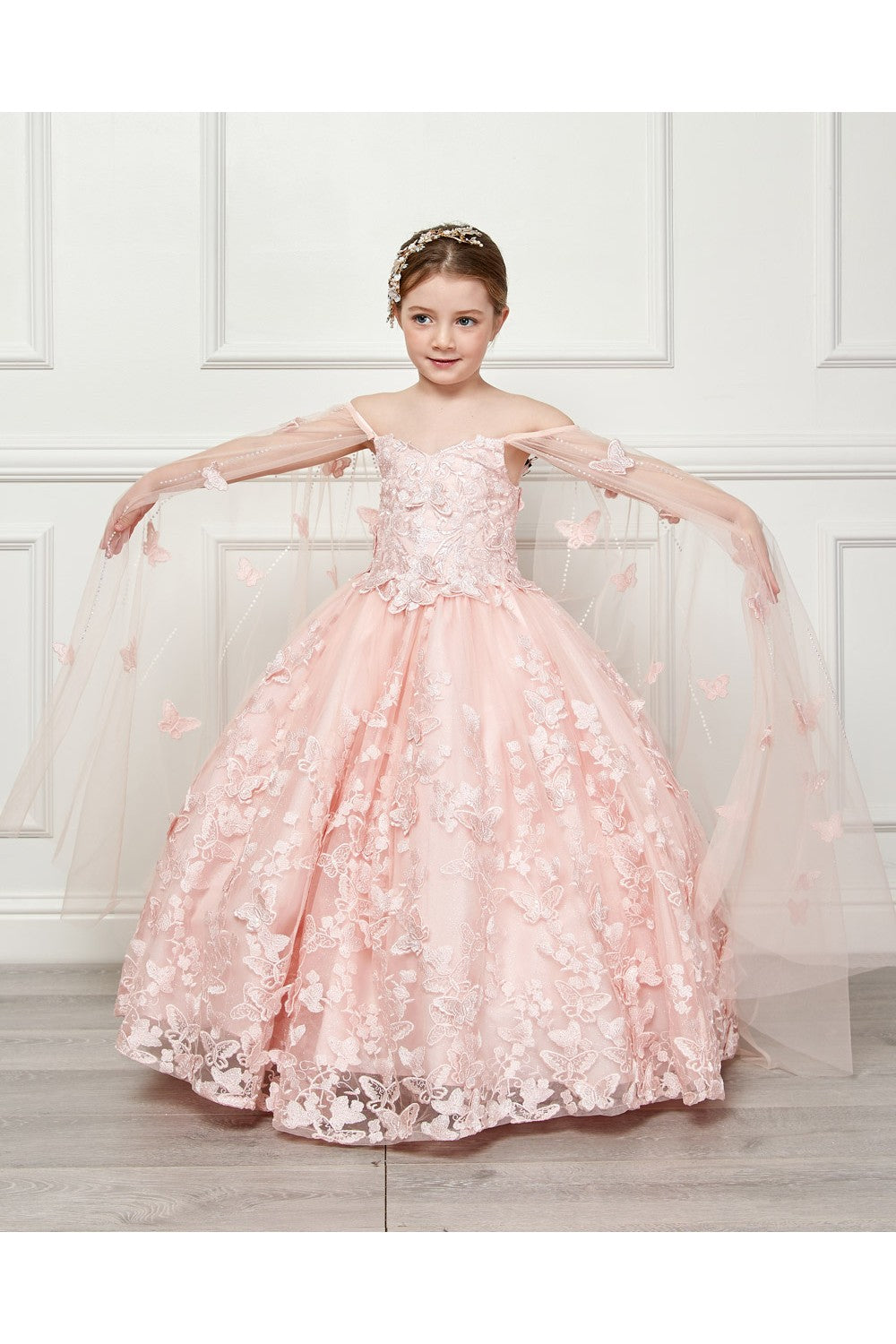 BUTTERFLY MINI QUINCE DRESS WITH CAPE PK1001 BY BELLA PRINCESS COUNTURE